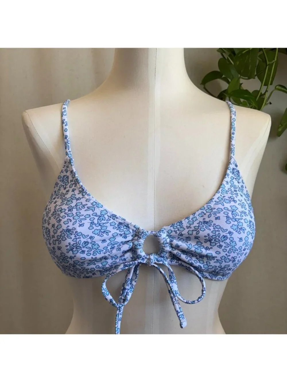 Blue Coquette Cottagecore Dainty Floral Bikini Top